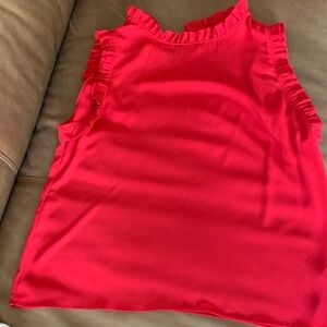 Halogen Vibrant Red Ruffle Trim Blouse